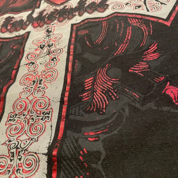 Vintage Skin Industries Cross Metallic Tee Shirt Mens Large Vintage 90s Y2K - Picture 5 of 8